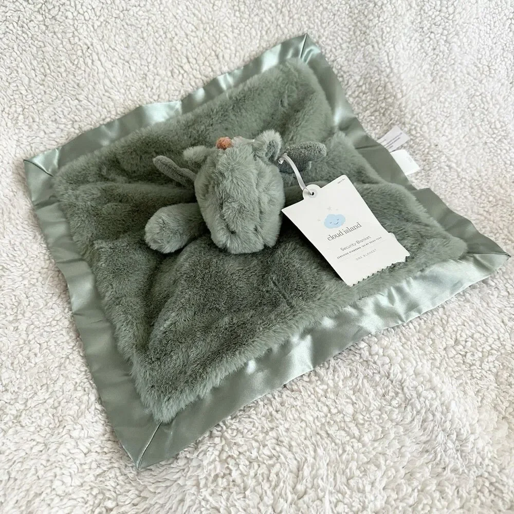 New Cloud Island Green Dragon Lovey Security Blanket Plush Shower Gift